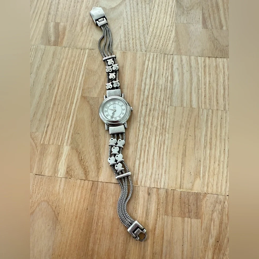 Clio blue Paris 925 Sterling silver fish multi chain bracelet watch NEW BATTERY